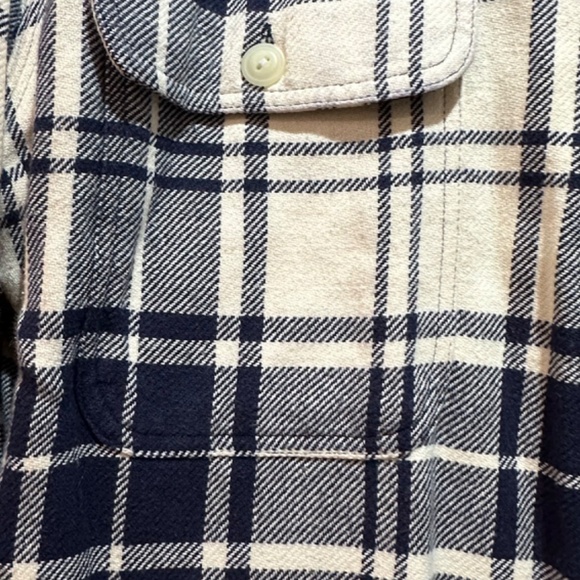 VINTAGE Polo By Ralph Lauren Western Plaid Blue and Cream Button Up Long Sleeve - Picture 6 of 7